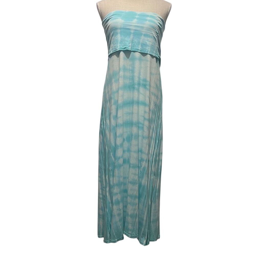 Billabong Blue Tie Dye Maxi Skirt Strapless Dress Convertible Boho Large - Picture 2 of 7
